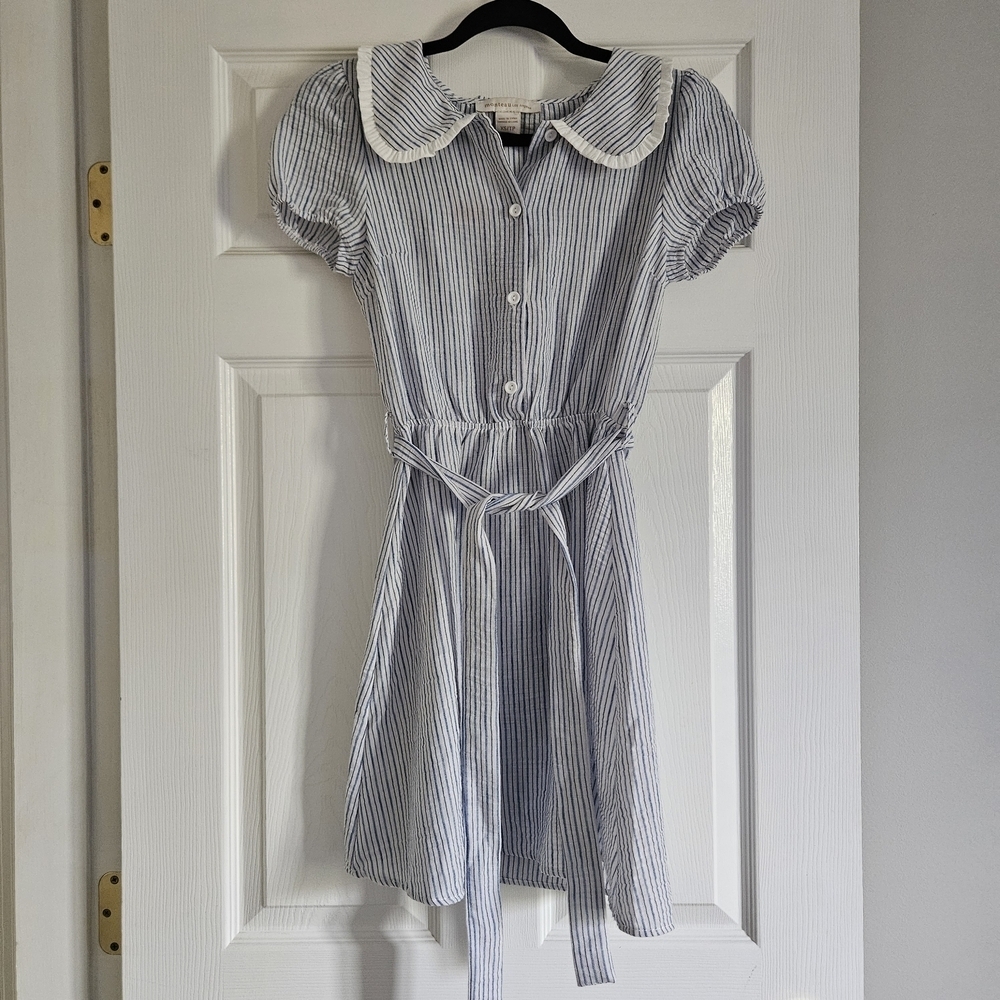 Monteau Blue and White Striped Mini Dress